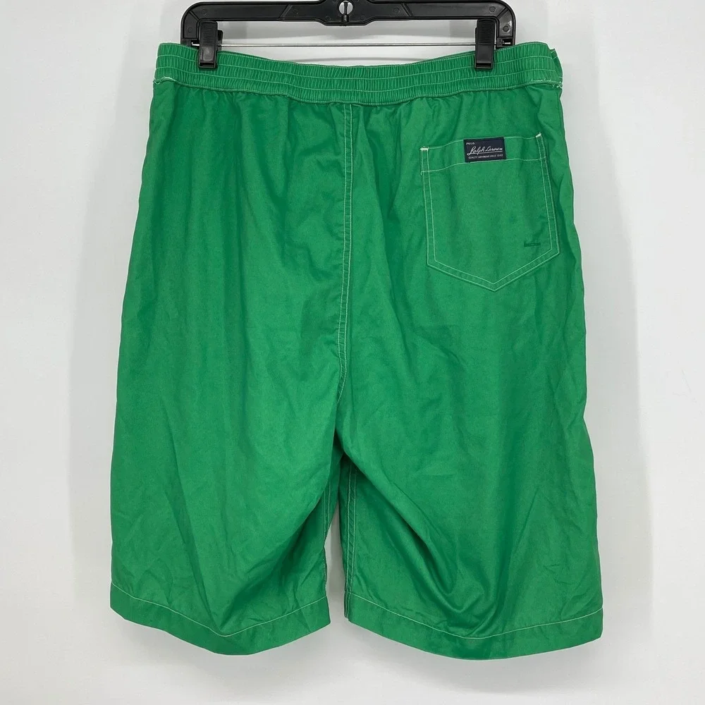 Vintage Polo Ralph Lauren Swim Trunks Green Orange Print Swimwear Shorts Size XL